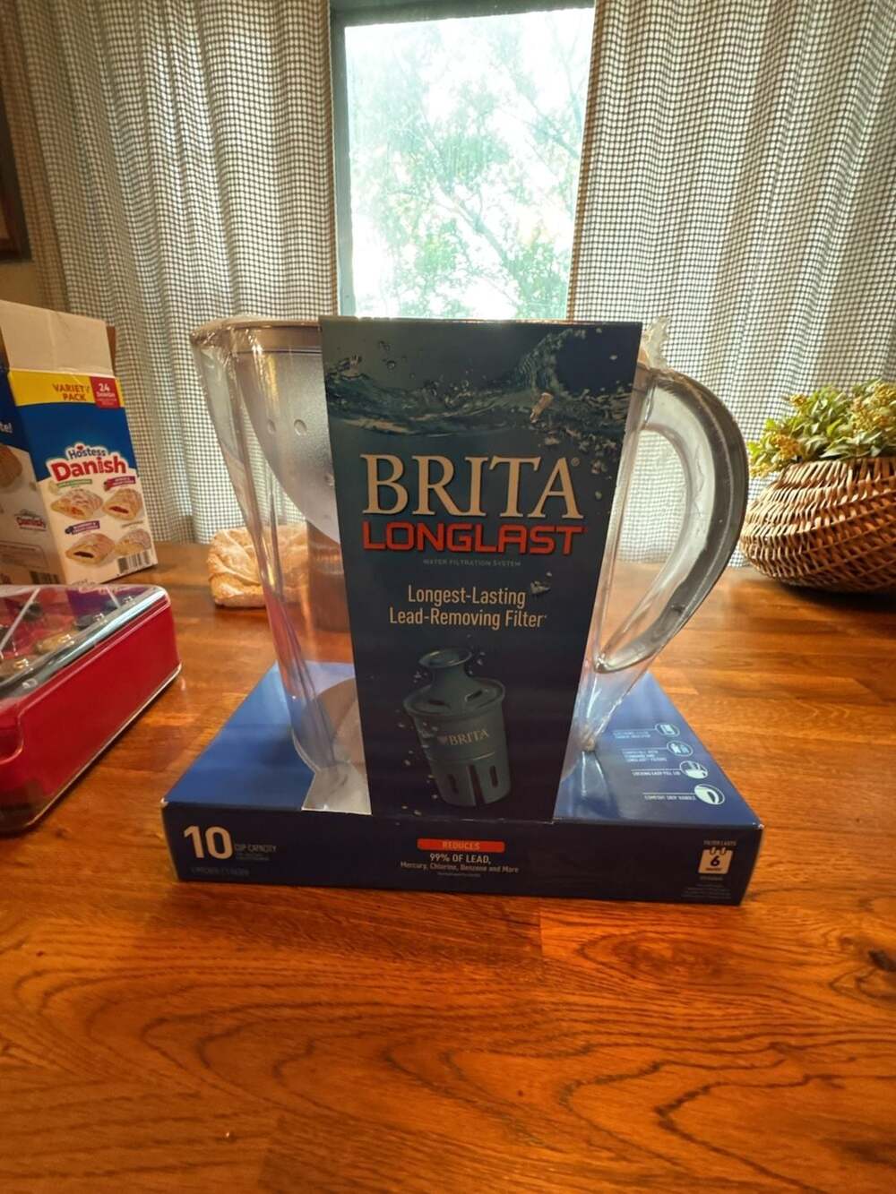 Brita Longlast Plastic 10-Cup Blue Water Filter Pitcher -